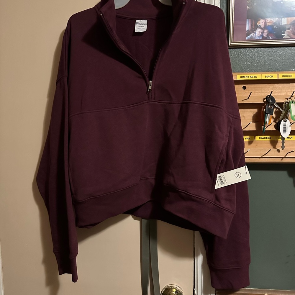 No Boundaries Maroon Half-Zip Sweatshirt
